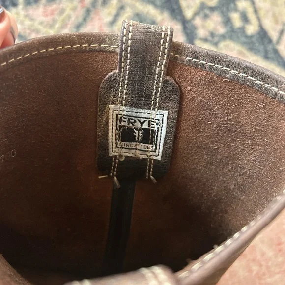 FRYE Harness 15R Brown Tall Knee High Biker Moto Motorcycle Boots - Picture 6 of 16